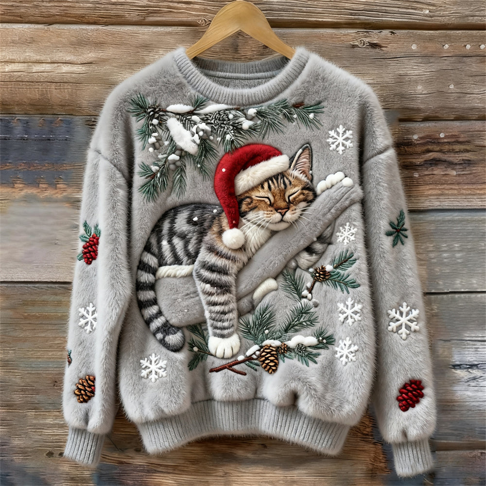 🎄 Christmas Sweater ~ Cats with an Adorable 3D Applique