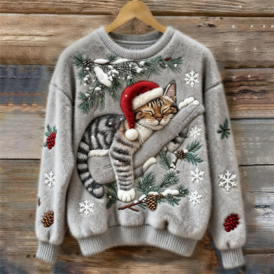🎄 Christmas Sweater ~ Cats with an Adorable 3D Applique