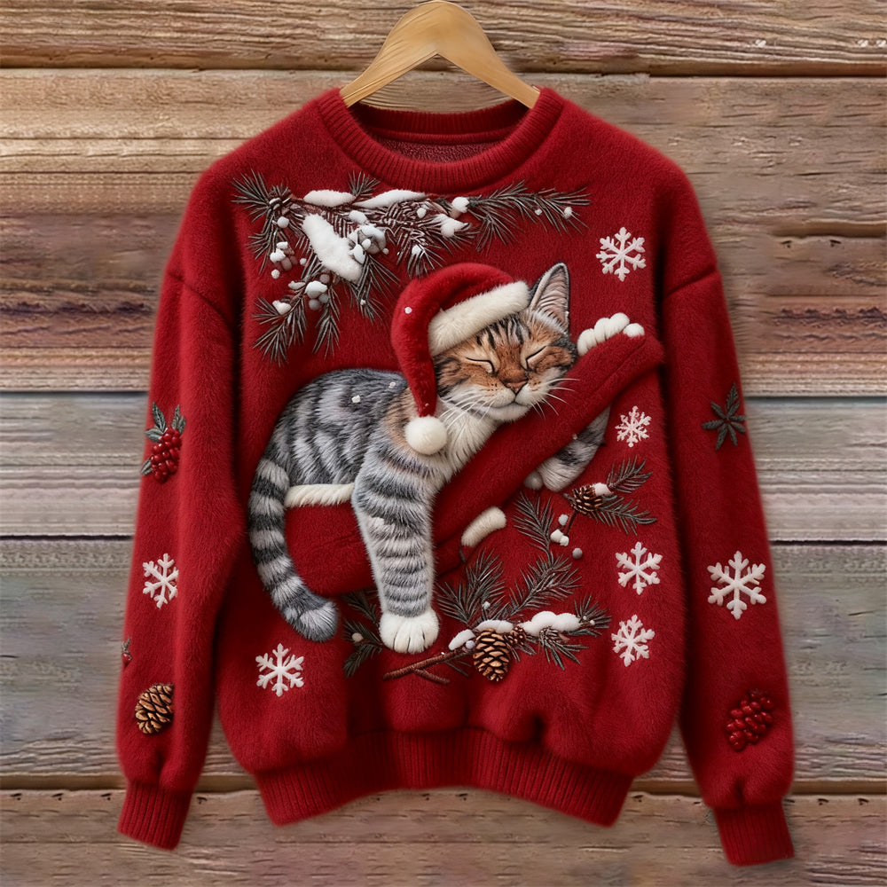 🎄 Christmas Sweater ~ Cats with an Adorable 3D Applique