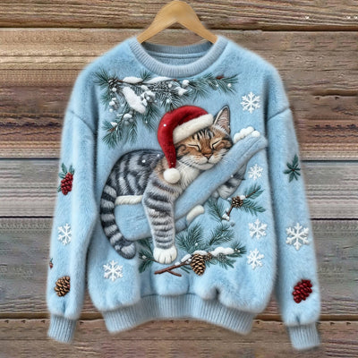 🎄 Christmas Sweater ~ Cats with an Adorable 3D Applique