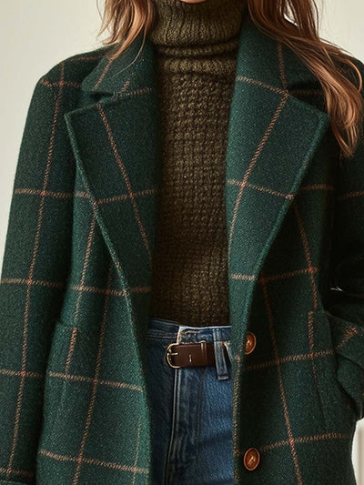 Florencia | Plaid Tweed Coat with Retro Lapels