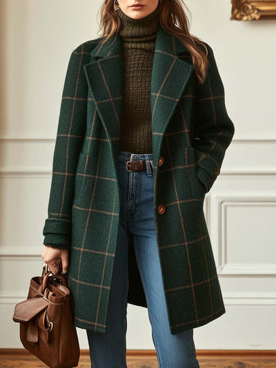 Florencia | Plaid Tweed Coat with Retro Lapels