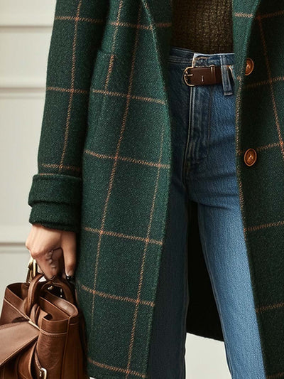 Florencia | Plaid Tweed Coat with Retro Lapels